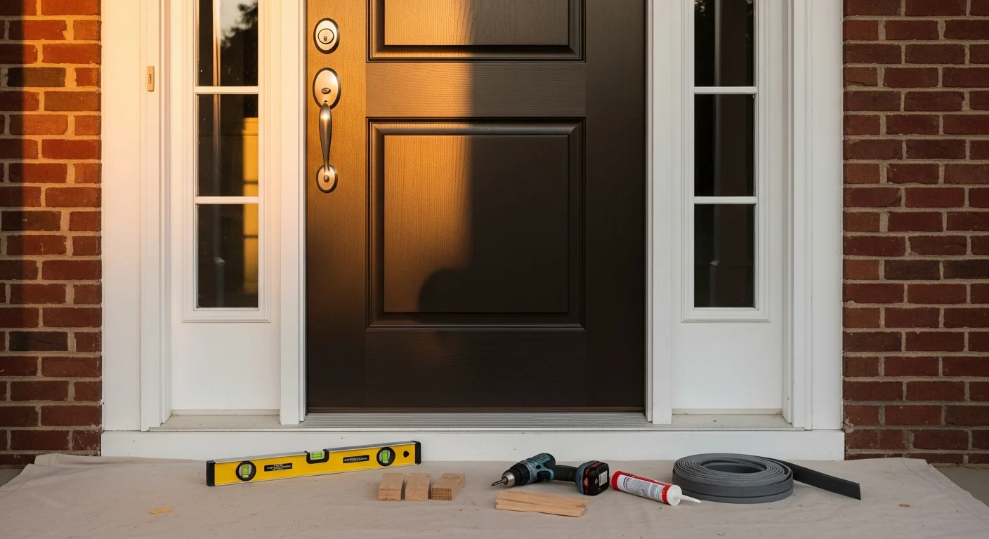 New entry door installed on residential home exterior