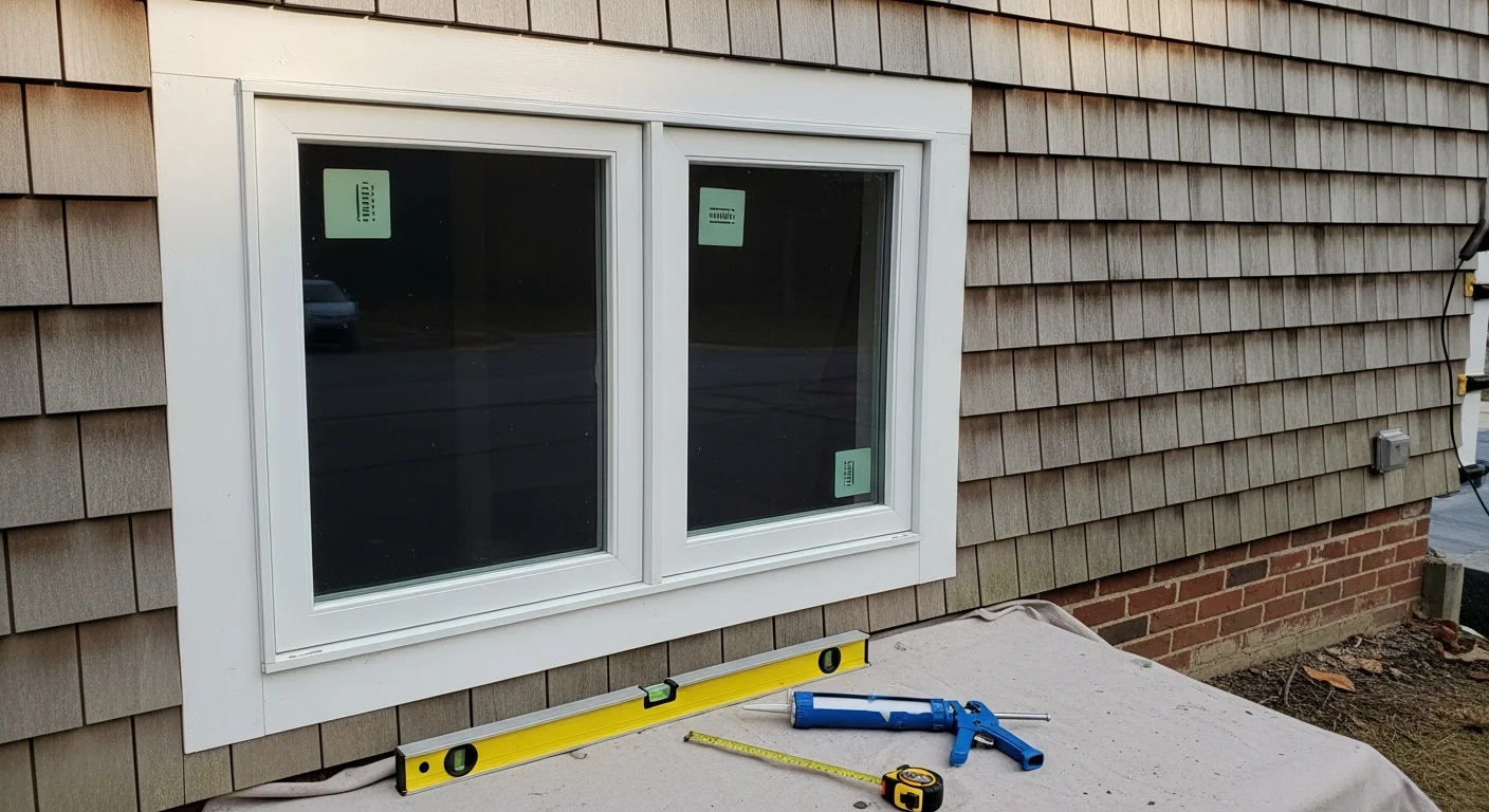 New replacement windows installed in residential home exterior